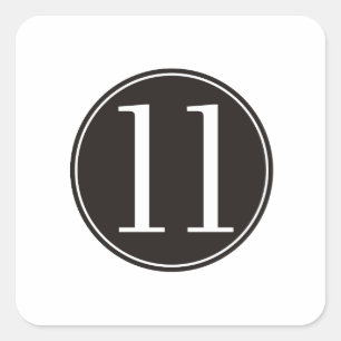 11 Schwarzer Kreis (vorne) Quadratischer Aufkleber
