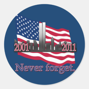 11. September 10 Jahr-Jahrestags-T-Shirt Runder Aufkleber