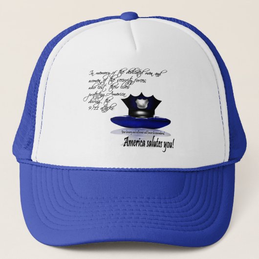 11. September nimmt Welthandels-Mitte Hut in Truckerkappe (Vorderseite)