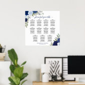 11 Tabelle Elegante blaue Rose Hochzeitstabelle Poster (Heimbüro)