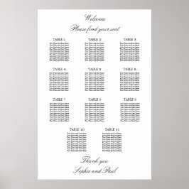 11 Tabelle Elegantes Minimalistisches Sitzdiagramm Poster