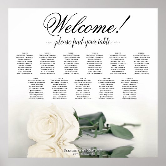 11 Tabelle Elfenbeinrot Hochzeitstabelle Poster (Vorne)