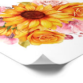 11 Tabelle Gelb Rosa Blumenübersicht Poster (Ecke)