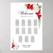 11 Tabelle Rot-Rose-Blumenmuster Poster (Vorne)