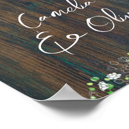 11 Tabelle Rustikales Holz Gypsophila FOTO SITZEND Poster (Ecke)