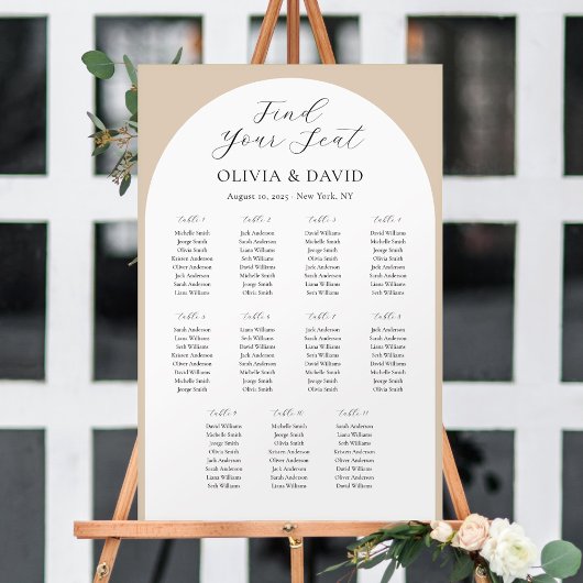 11 Tische Beige Arch Finden Sie Ihre Sitzkarte Poster