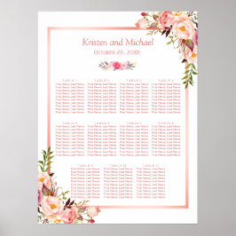 11 Tische Hochzeitskarte | Rose Gold Floral Poster