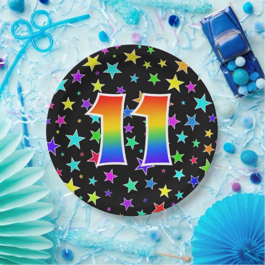 11. Veranstaltung: Fett, Spaß, farbiger Regenbogen Pappteller (Party)