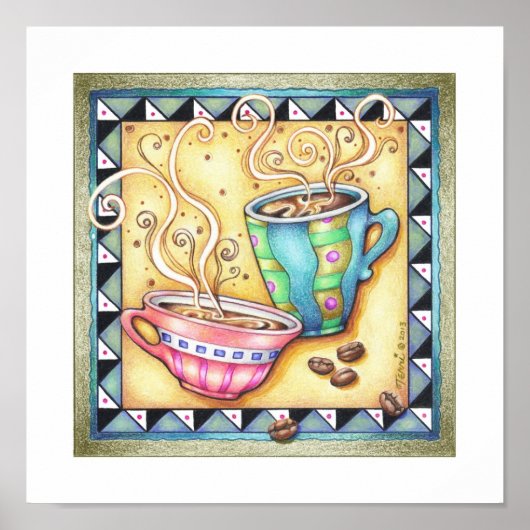 11" x11" PLAKAT - COOLE BOHNEN! Kaffee-Kunst (Vorne)