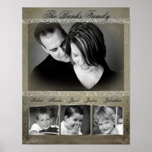 11"x14" 4 Slot Family Collage Montage Antique Dama Poster