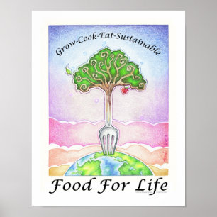 11"x14" PLAKAT - NACHHALTIG ANBAUEN, KOCHEN, ESSEN