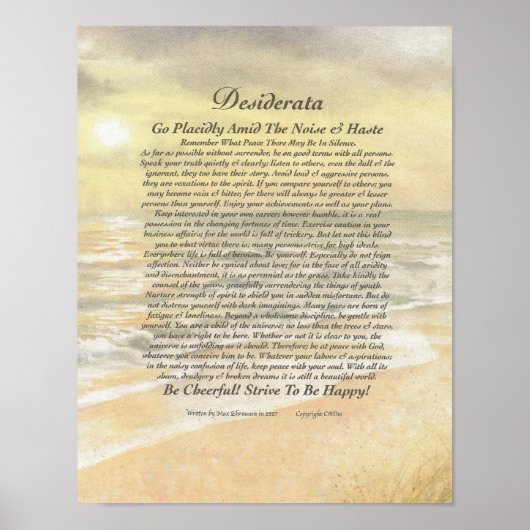 11 x 14 Desiderata Poster auf Golden Ocean Sunset (Vorne)