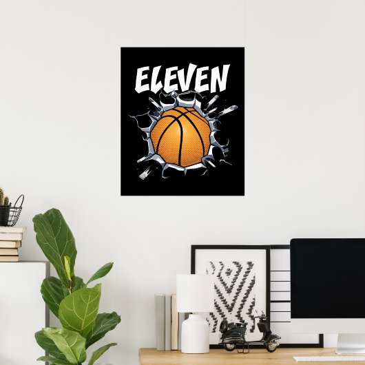 11 Year Old Basketball Birthday Party 11th Boy Poster (Heimbüro)