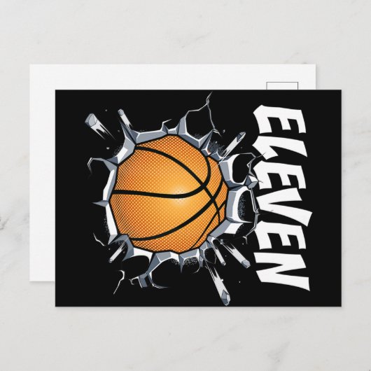 11 Year Old Basketball Birthday Party 11th Boy Postkarte (Vorne/Hinten)