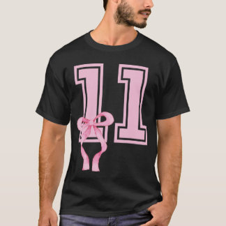 11 Year Old Birthday Girl Coquette Pink Bow Aesthe T-Shirt