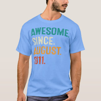 11 Year Old Gift Awesome Since August 2011 11th Bi T-Shirt