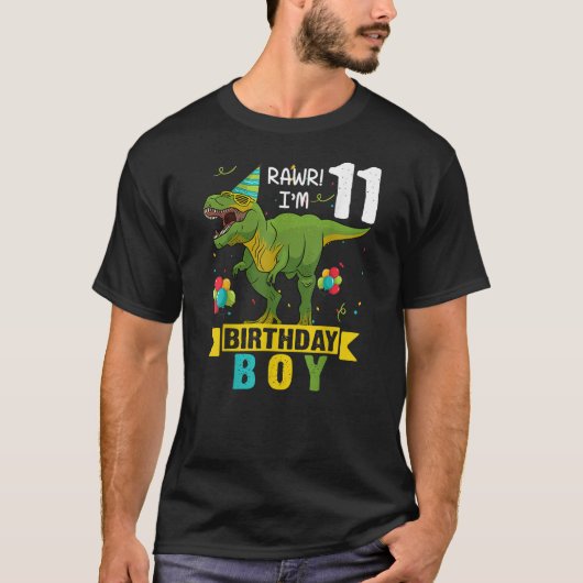 11 Year Old Shirt 11th Birthday Boy T Rex Dinosaur (Vorderseite)