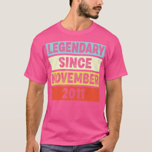 11 Years Old Legendary Since November 2011 11th Bi T-Shirt