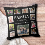 11 Zitat der Fotocollage Familienname Schwarz Kissen<br><div class="desc">Dieses 11 Foto Collage Familienname Zitat Schwarzes Kissen ist die perfekte Ergänzung zu Ihrer Wohngestaltung! Erstellen Sie Ihr eigenes personalisiertes Kissen mit dem Namen Ihrer Familie und den Lieblingsstiften Ihres Fotos. Die Familie ist alles, also warum nicht Ihre besonderen Erinnerungen mit einem einfachen, modernen und einzigartigen Design präsentieren. Dieses Kissen...</div>