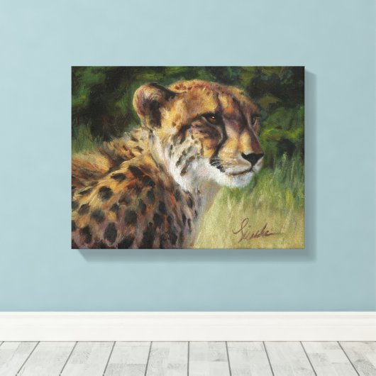 11 Zoll x 14 Zoll Cheetah Canvas Print Leinwanddruck (Insitu (Holzboden))