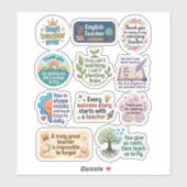 11er-Pack Zitate | Lehrer Dank Sticker (Blatt)