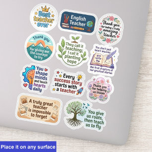 11er-Pack Zitate Lehrer Dank Sticker