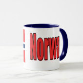 11ox weiße/blaue Wecker-Tasse Norwegen u. Flagge Tasse (VorderseiteRechts)