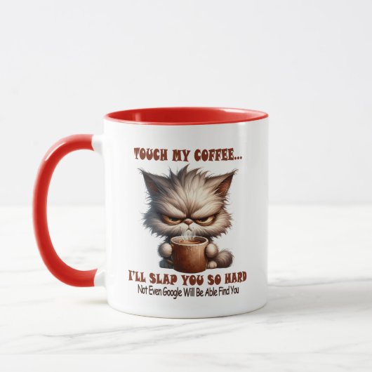 11oz Akzente Tasse "Touch mein Kaffee" Cat Tasse (Links)