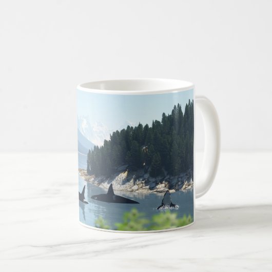 11oz mug with "Orcas in the Inlet" image Kaffeetasse (VorderseiteRechts)