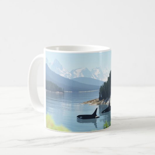 11oz mug with "Orcas in the Inlet" image Kaffeetasse (Vorderseite Links)