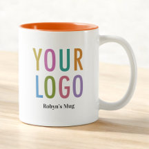 11oz Orange Inner Coffee Tasse Name & Firmenlogo