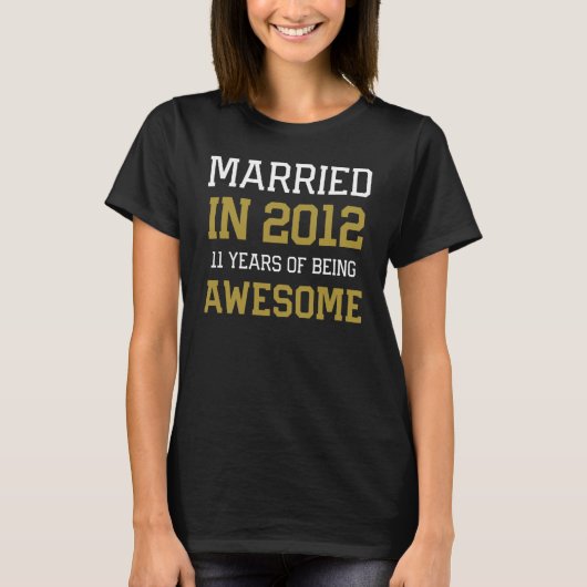 11th Anniversary for Men Married In 2012 Couples H T-Shirt (Vorderseite)