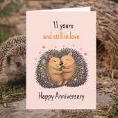 11th anniversary Hedgehogs cuddling Karte