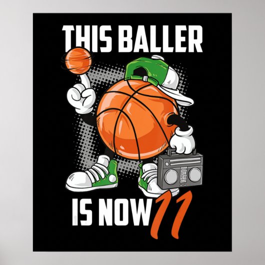 11th Birthday Basketball Player Funny 11 Years Old Poster (Vorne)