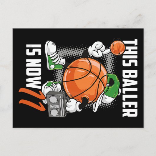 11th Birthday Basketball Player Funny 11 Years Old Postkarte (Vorderseite)