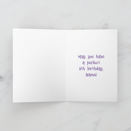 11th Birthday: Floral Flowers Number, Custom Name Karte (Innenseite)