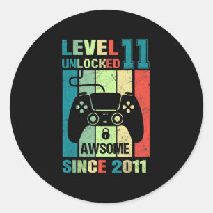 11th Birthday Gift Level 11 Unlocked Awesome 2011  Runder Aufkleber