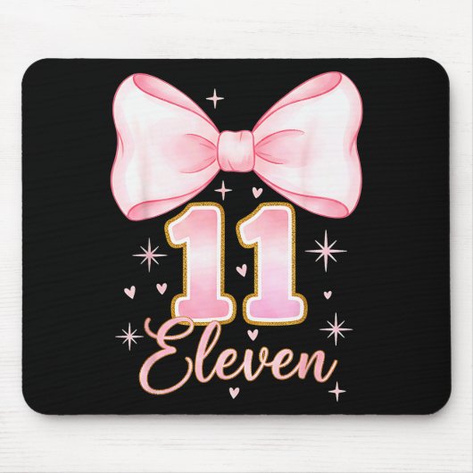 11th Birthday Girl Coquette Bow Its My Eleven Birt Mousepad (Vorne)