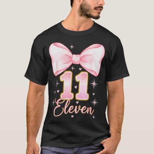 11th Birthday Girl Coquette Bow Its My Eleven Birt T-Shirt (Vorderseite)
