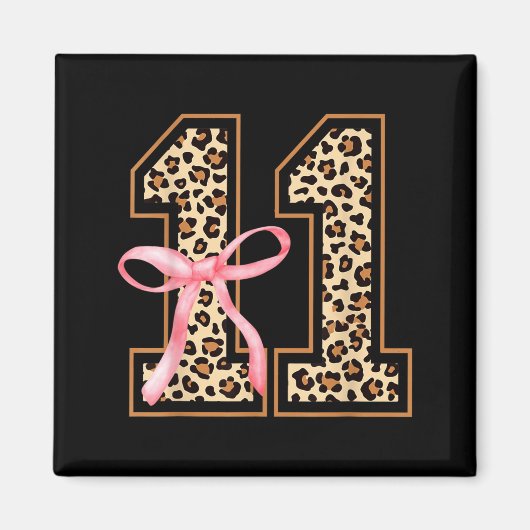 11th Birthday Girl Nk Coquette Bow Leopard 11 Year Magnet (Vorne)