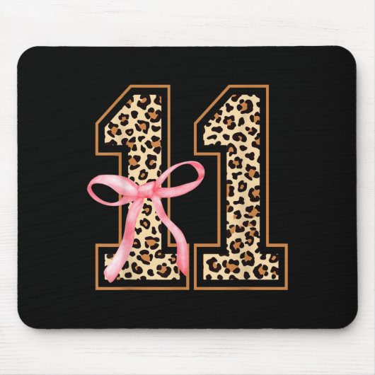 11th Birthday Girl Nk Coquette Bow Leopard 11 Year Mousepad (Vorne)