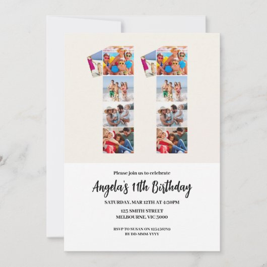 11th Birthday Invitation - Number 11 Einladung (Vorderseite)