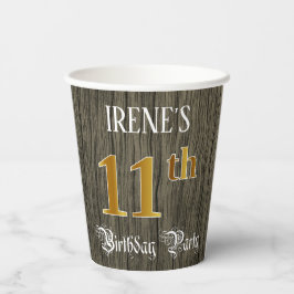 11th Birthday Party — Faux Gold & Faux Wood Looks Pappbecher