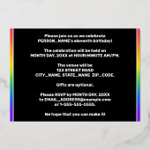 11th Birthday Party — Fun, Colorful Fireworks Look Folieneinladung (Rückseite)