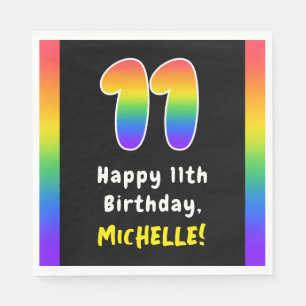 11th Birthday: Rainbow Spectrum # 11, Custom Name Serviette