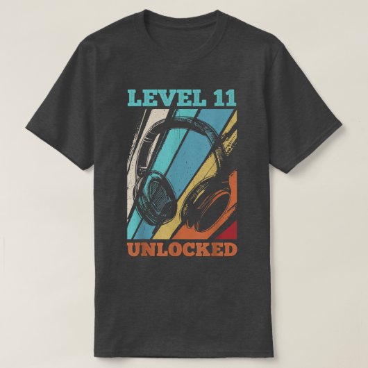 11th Birthday Video Gamer Level 11 Unlocked T-Shirt (Design vorne)