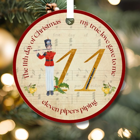 11th Day of Christmas Eleven Pipers Piping Ornament Aus Metall
