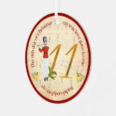 11th Day of Christmas Eleven Pipers Piping Ornament Aus Metall (Vorderseite links)