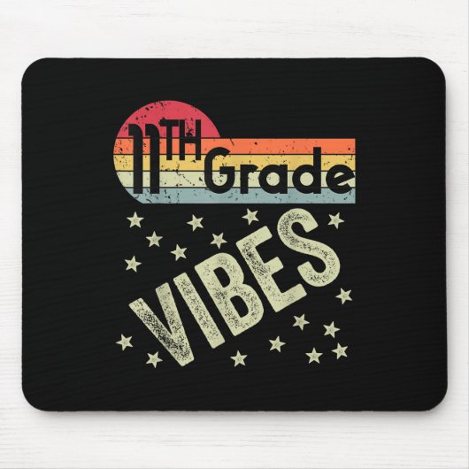 11th Grade Vibes Shirt Retro 80s Teacher Kids Back Mousepad (Vorne)