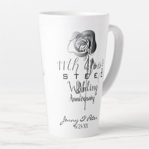 11th Steel Wedding Anniversary Silvery Rose  Milchtasse